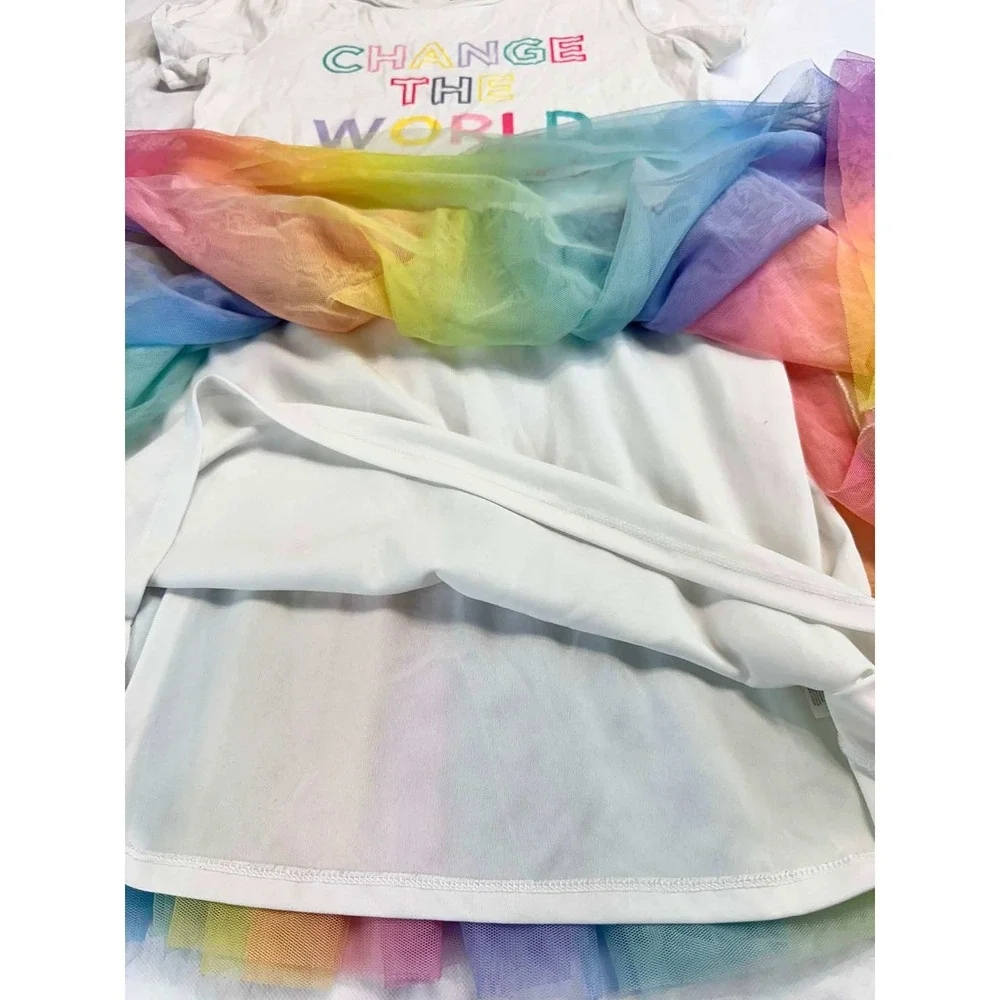 Barbie Whimsical Playful Rainbow Layered Tulle Dress‎ Girls XL 14 16
